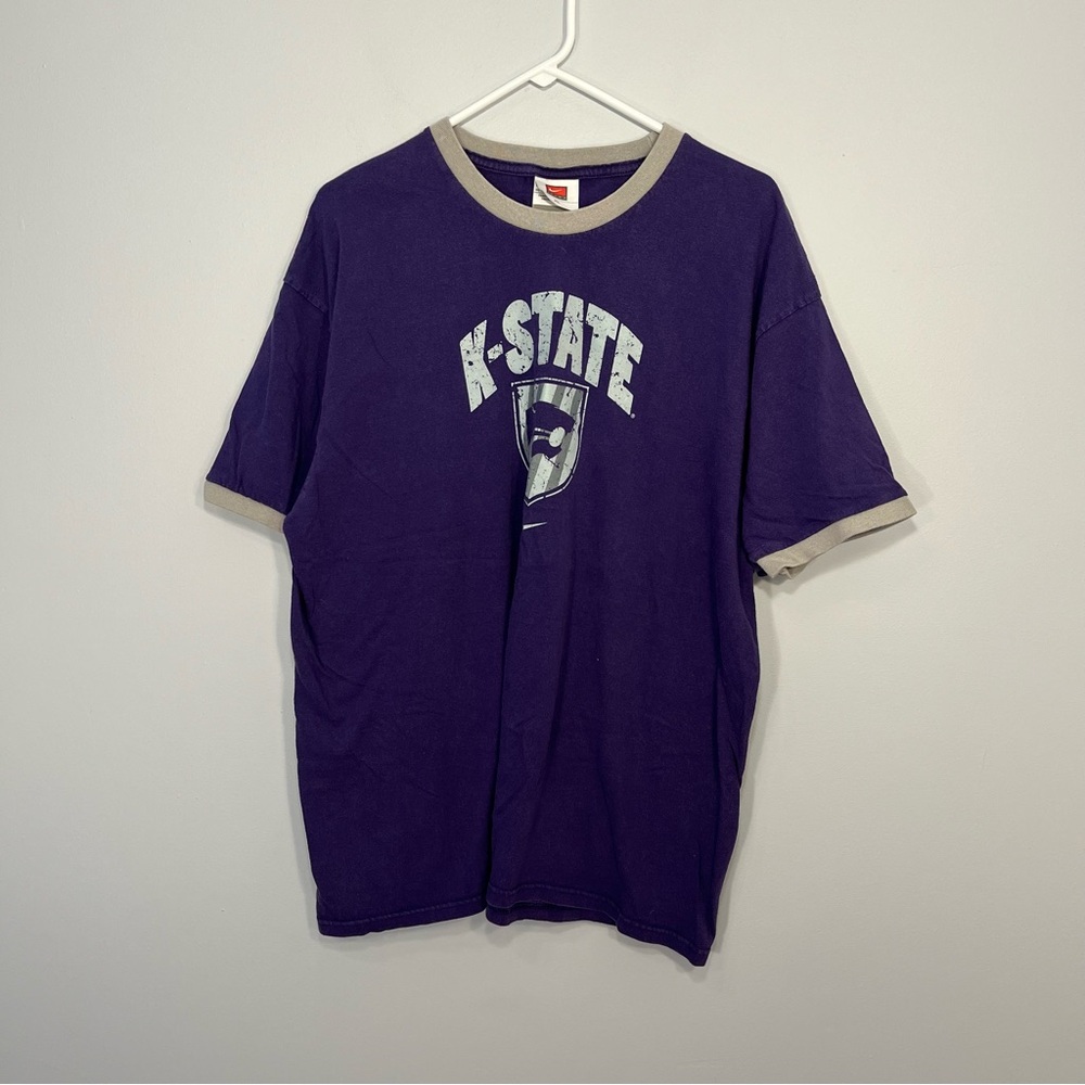VINTAGE K-State Wildcats Shirt Mens Extra Large Purple Nike Trim Cotton NCAA